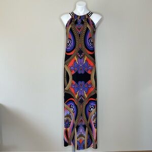 Emma & Michele Black and Purple Patterned Maxi Dress